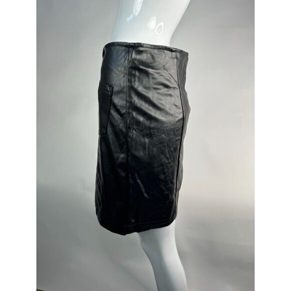 Vintage Wild Blue Faux Leather Button-Front Mini Skirt Black Size M Women's - Picture 15 of 16